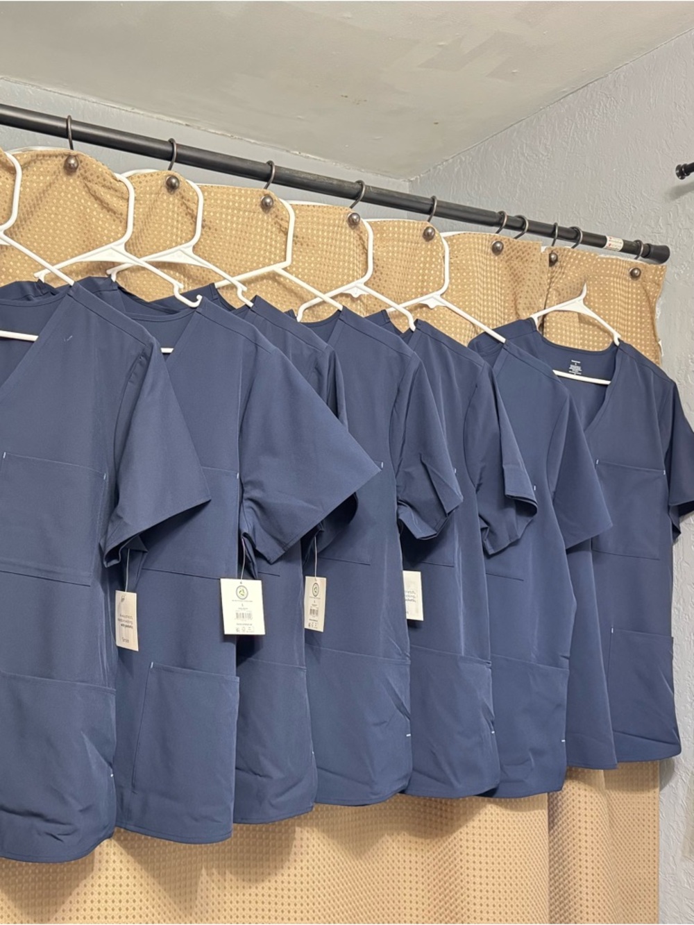 Women’s Scrub Tops Size L Navy Blue  

Lot-7 Pieces NWT
